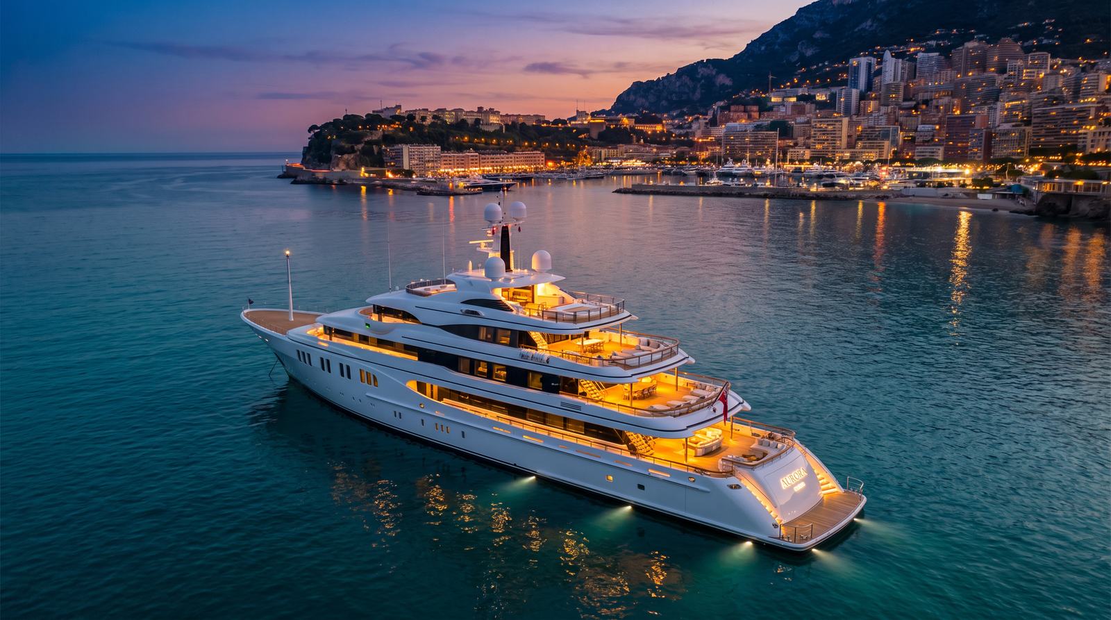 Superyacht at anchor in the Mediterranean