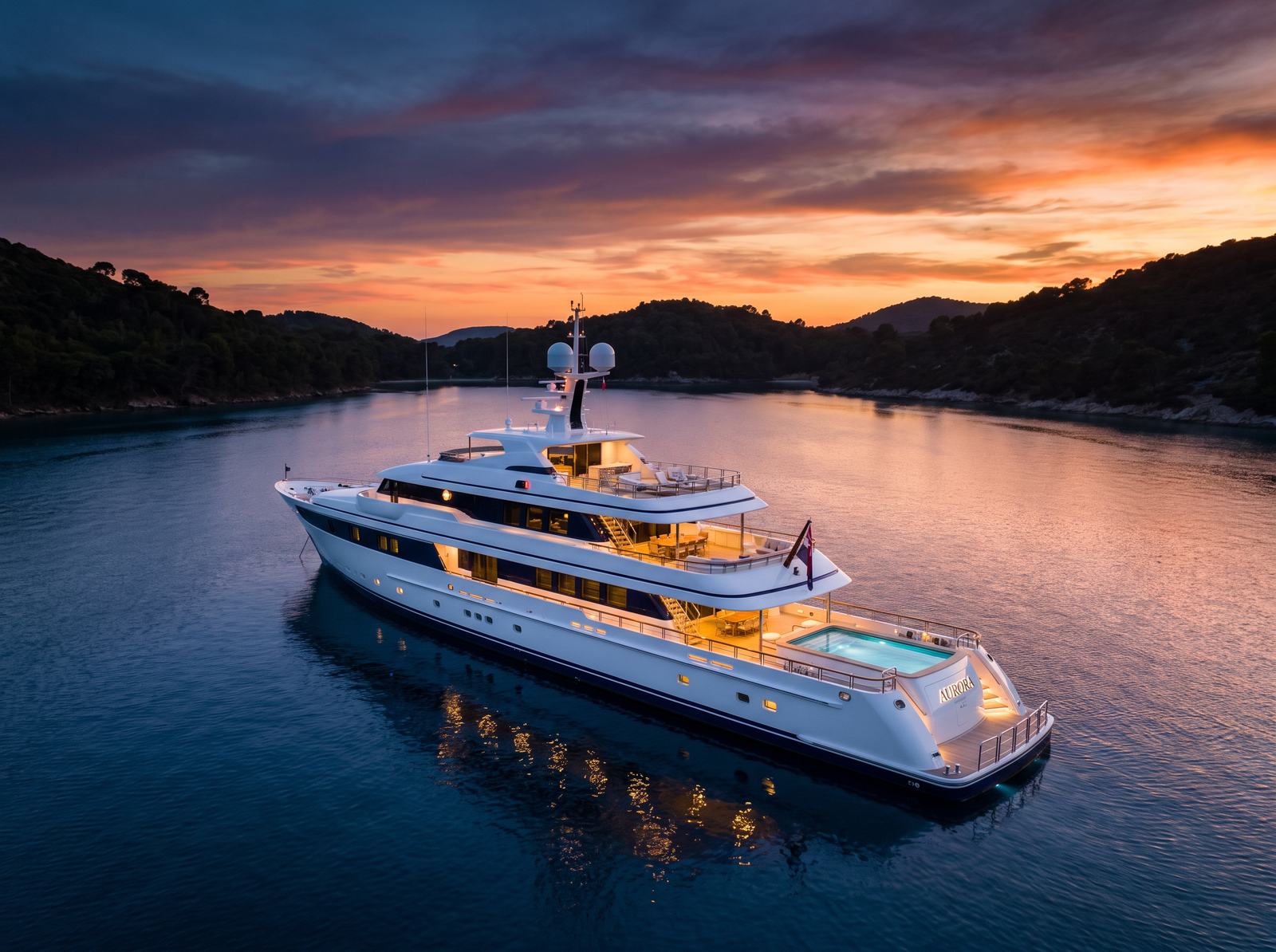 Feadship superyacht at anchor